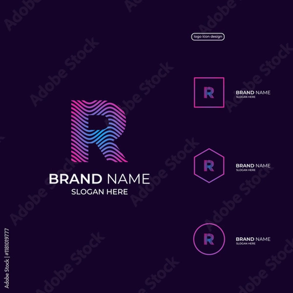 Fototapeta Letter R icon logo design template elements