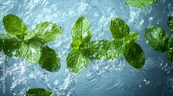 Obraz water splash on leaf