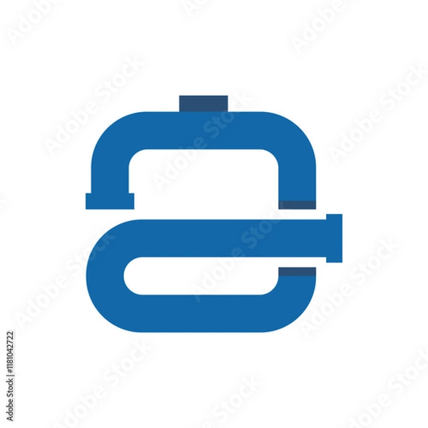 Fototapeta Vector letter a water tank pipe logo, simple and modern. Suitable for the construction, engineering, plumbing and other industries.