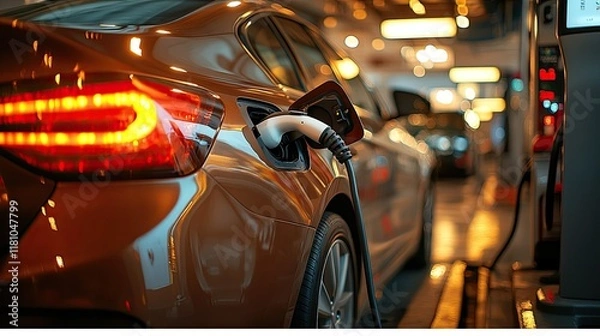 Fototapeta Alternative Fuel Vehicles - Alternative fuel vehicles like electric and hydrogen-powered cars that reduce greenhouse gas emissions and dependence on fossil fuels for transportation.