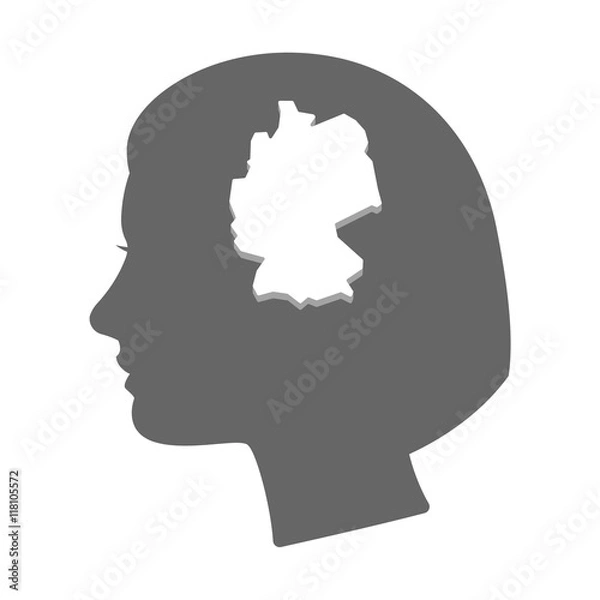 Fototapeta Isolated female head silhouette icon with  a map of Germany