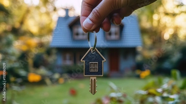 Fototapeta Purchasing Property with the House Key in Hand Concept 