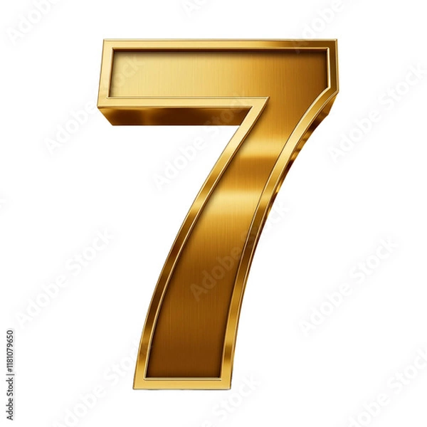 Obraz 3D Golden Number 7 Isolated on White Background