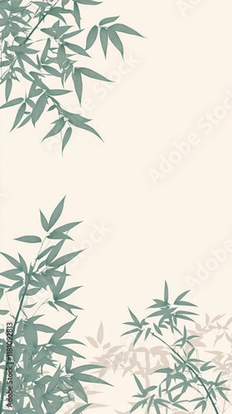 Fototapeta Soft green bamboo leaves against light background create serene atmosphere