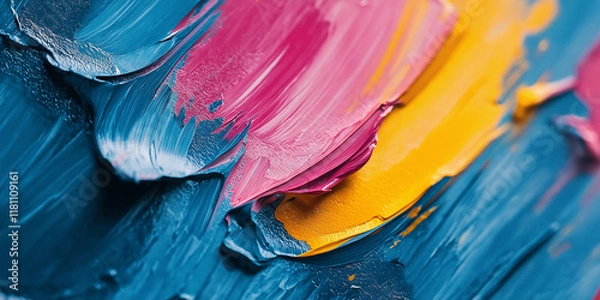 Fototapeta Vibrant colorful abstract painting brushstrokes art studio digital art creative workspace close-up artistic expression
