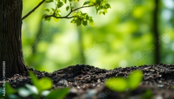 Fototapeta Green  Moss on the ground in a forest