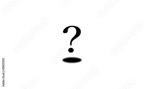 Fototapeta 疑問をイメージする、影の付いた、クエスチョンマーク