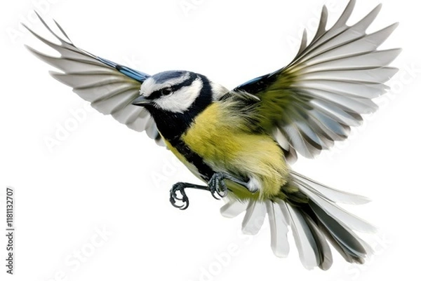 Fototapeta Flying Common Great Tit Isolated on the Transparent Background Png Ai Generative