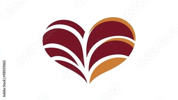 Fototapeta A stylized heart logo featuring wavy patterns in warm colors, symbolizing love and compassion.