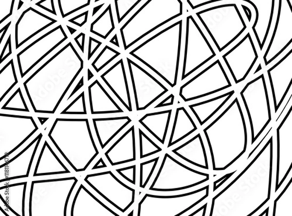 Fototapeta Abstract monochrome outline pattern vector background texture black and white fabric textile paper print art decoration editable