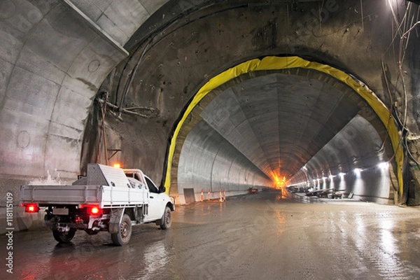 Fototapeta Concrete Road Tunnel Under Construction