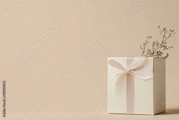 Fototapeta Minimalist box mockup with soft natural shadows on pastel background