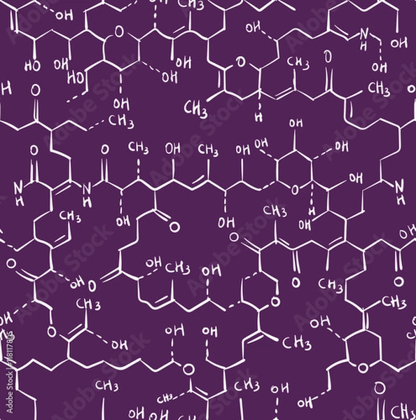Obraz Seamless EPS 8 pattern concerning chemistry. Endless complicated molecule