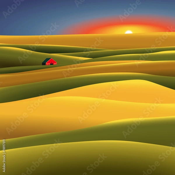 Obraz The barn in a field. EPS 10 illustration