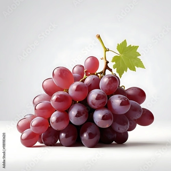 Fototapeta A bunch of juicy red grapes displayed on a simple background, perfect for creative designs and artwork with room for text.