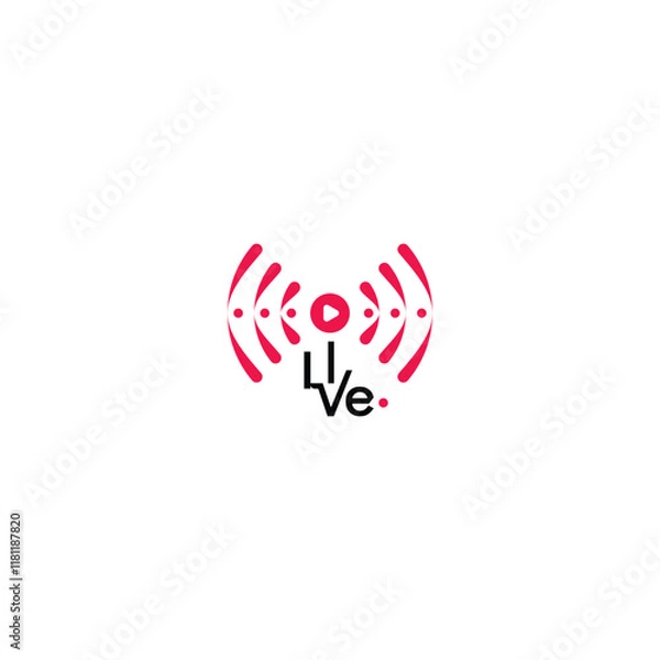Fototapeta Streaming icons, Sound wave, On-air symbol