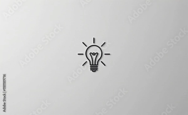 Fototapeta A simple line drawing of a light bulb on a plain background, symbolizing ideas, innovation, and inspiration.
