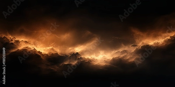 Obraz Dramatic sunset clouds illuminated by golden light