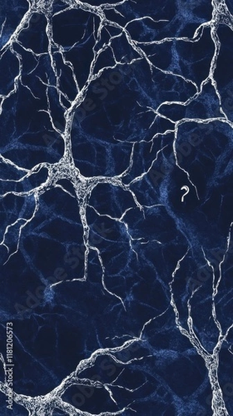 Fototapeta Abstract Neurological Network Deep Blue Mystery Intricate Branches Brain Cell Structure Intriguing Design