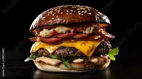 Obraz Gourmet Bacon Cheeseburger - A Culinary Masterpiece