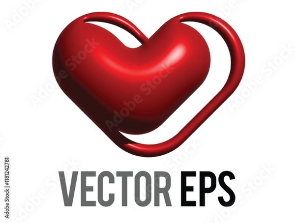 Fototapeta 3D Y2K gradient red retro heart and star icon