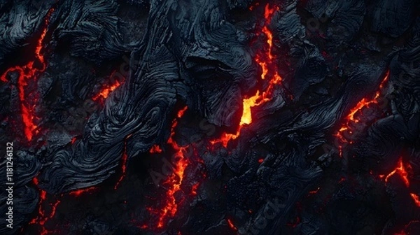 Obraz Lava texture fire background rock volcano magma molten hell hot flow flame pattern seamless. Earth lava crack volcanic texture ground fire burn explosion stone liquid black red inferno planet relief.