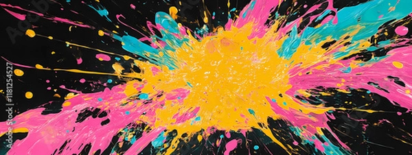 Fototapeta Dynamic interplay of bright paint splashes