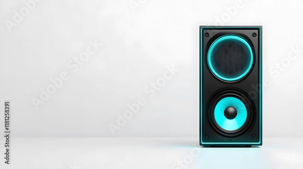 Fototapeta Sleek 3D speaker with glowing bass details, perfect for modern audio setups