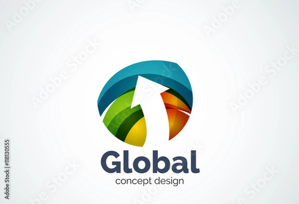 Fototapeta Globe with arrow logo template