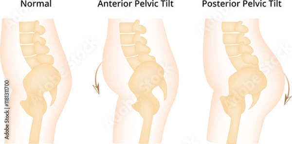 Fototapeta Normal Anterior Pelvic Tilt Posterior Tilt Science Design Vector Illustration Diagram