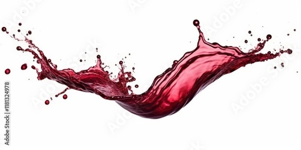 Fototapeta Vibrant Red Wine Splash Isolated on White Background Capturing Fluid Motion and Textures for Creative Culinary Themes