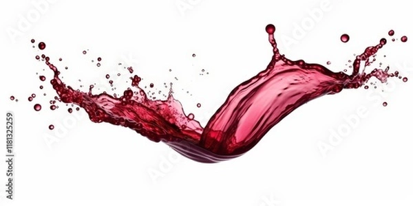 Fototapeta Isolated Red Wine Splash with Dynamic Movement Against White Background for Creative Visuals and Marketing Needs