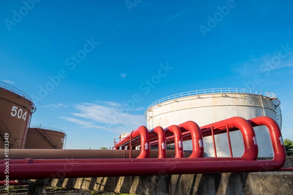 Obraz Water and foam line for fire protection system in fuel oil stora