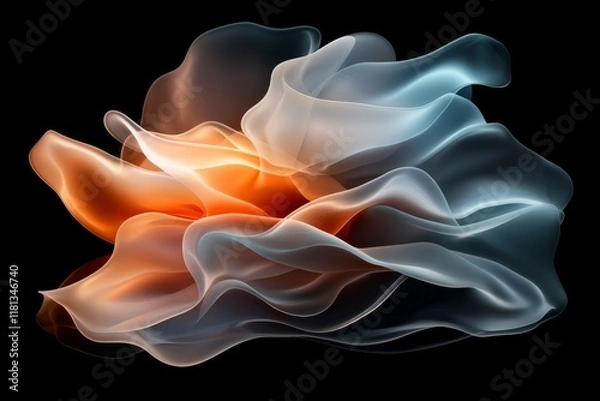 Obraz Abstract Colorful Smoke Swirls Fluid Dynamic Design Orange Blue and Grey Hues