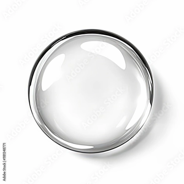 Obraz Transparent Water Droplet on a Smooth Surface Reflecting Light, Close-Up View in High Resolution, Ideal for Illustrations and Backgrounds