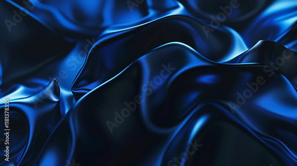 Obraz Glowing blue abstract shape, dark grainy black blue background, noise texture futuristic dynamic poster header cover wallpaper banner backdrop design