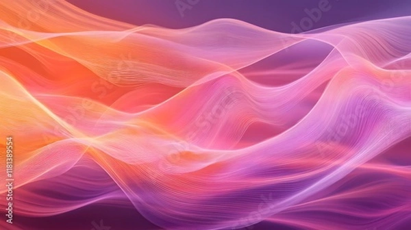 Fototapeta Swirling Abstract Design with Vibrant Colors and Digital Lines