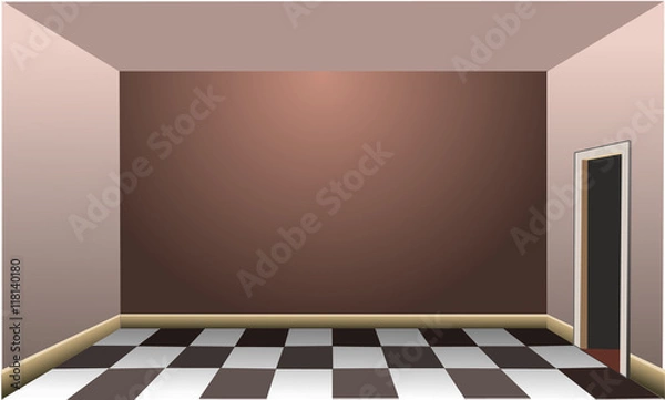 Fototapeta A Vector empty room with checkered floor