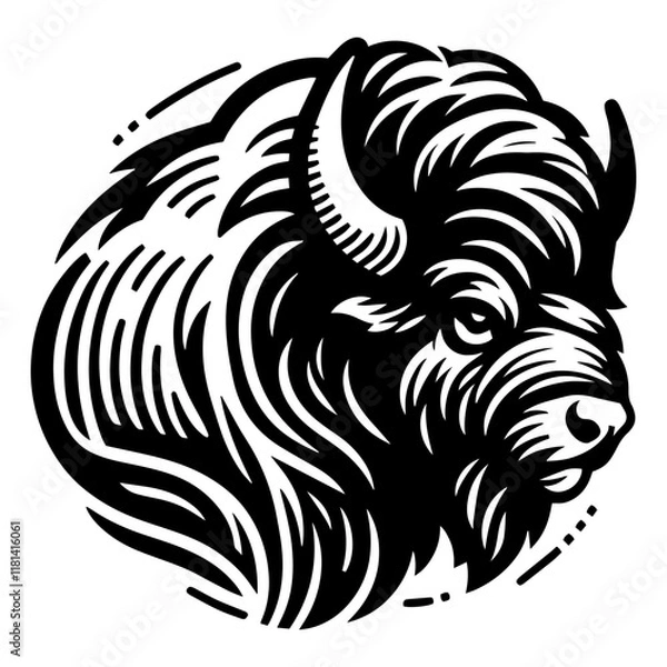 Fototapeta Buffalo Head vector illustration