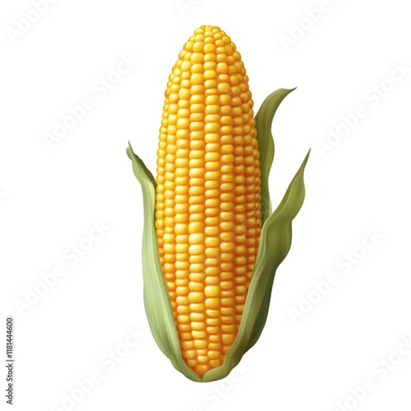 Fototapeta yellow corn on cob isolated on white transparent background