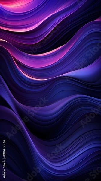 Obraz Digital technology blue and purple abstract wave poster background