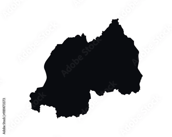 Fototapeta Rwanda Map vector icon. Map of Rwanda Black Silhouette.