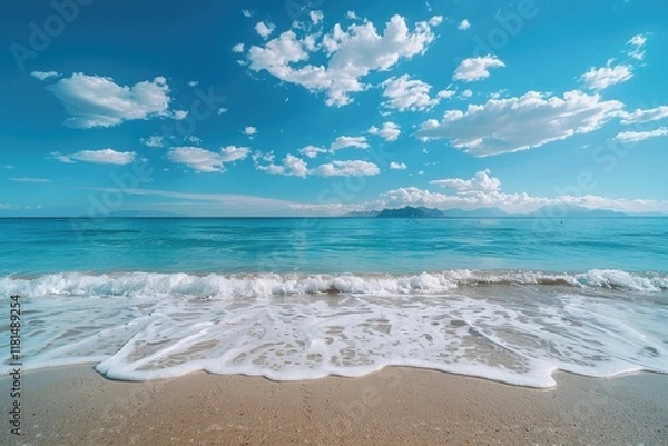 Obraz Waves Crashing on Sandy Beach Tropical Paradise Nature Photography Seascape Aerial View