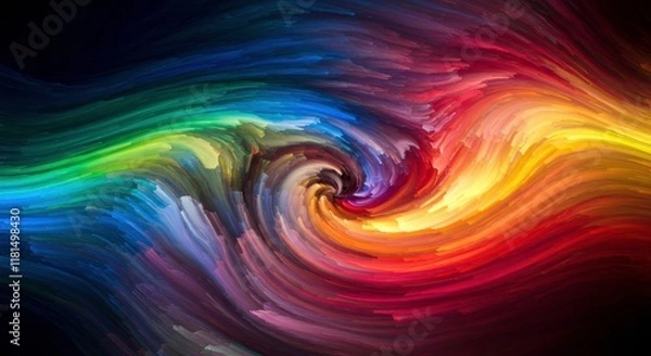 Fototapeta Abstract Swirling Colors: A mesmerizing digital painting featuring vibrant, swirling colors. Hues of blue, green, yellow, red, and orange intertwine in a mesmerizing dance of abstract expressionism.