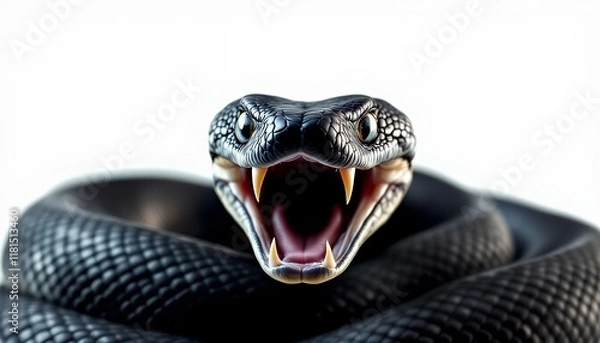 Obraz Black Mamba Striking Pose: A Close-Up of a Venomous Snake's Fangs