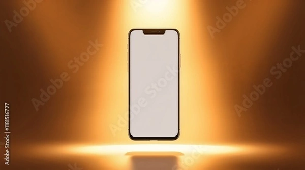 Fototapeta Floating smartphone mockup with glowing light