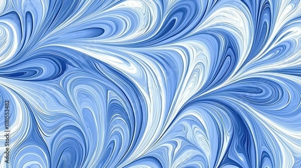 Fototapeta Abstract Swirling Blue and White Marble Texture Fluid Design Elegant Background