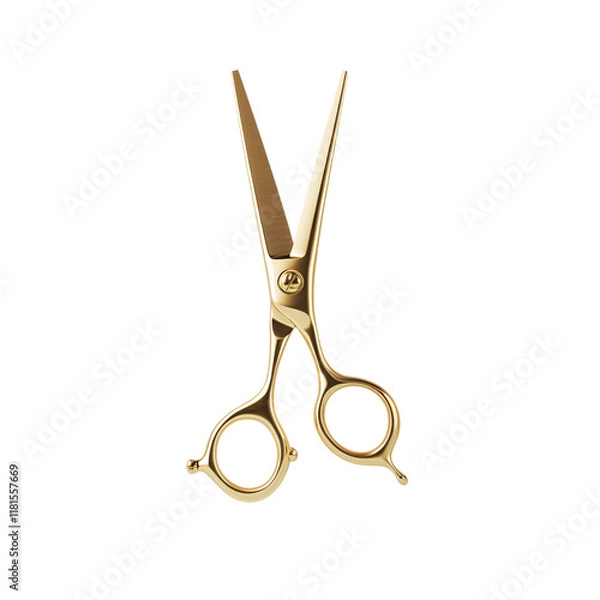 Obraz A luxury golden barber scissor on an isolated background