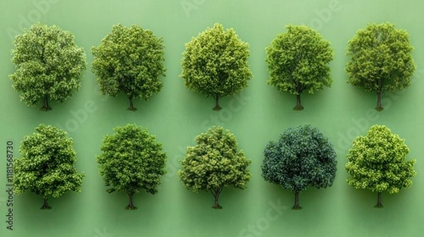 Fototapeta Green Spring: A Collection of Lush Trees