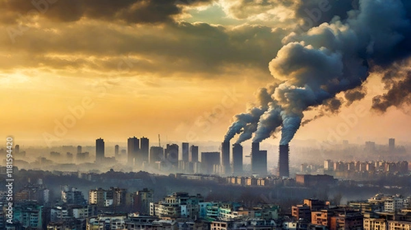 Obraz View on the city with pollution